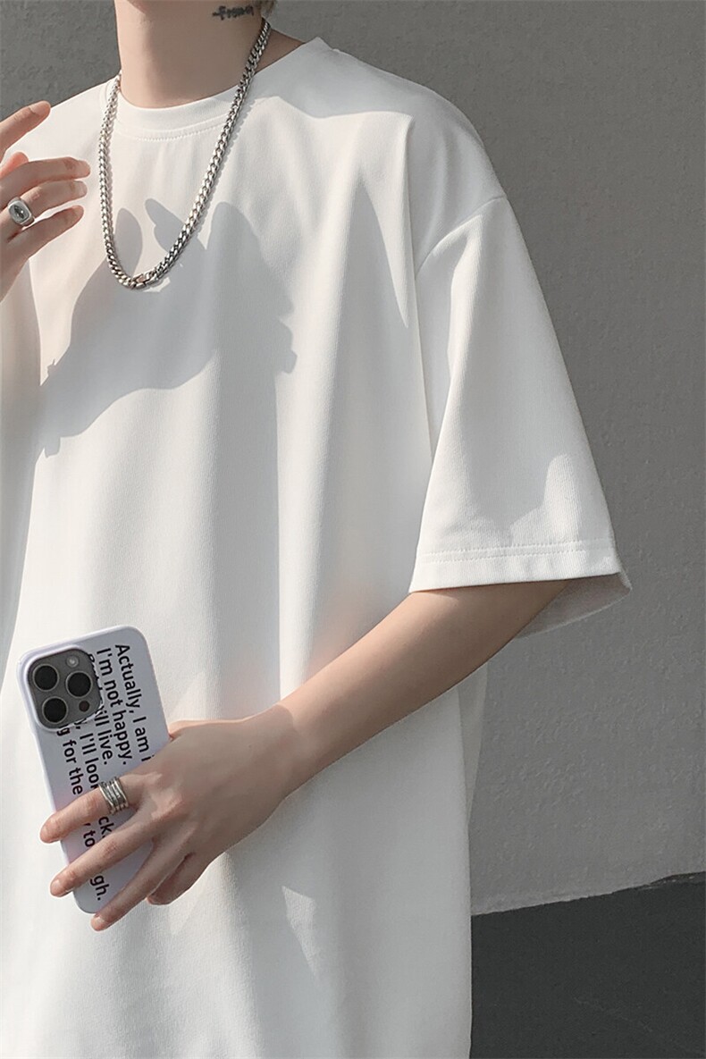 8XL-M高品质重磅棉光版纯色短袖T恤百搭款半截袖五分袖DX332特P23,男装T恤,电商D206-1