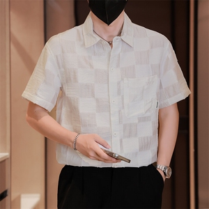 大货男士短袖衬衫高级感定制面料冰丝透气品质衬衣C317-C805-P55图片