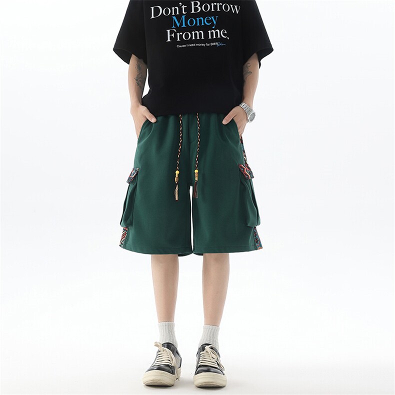 8XL-M民族风拼接工装短裤男夏季新款风中式五分裤子DK26003p45,男装休闲裤,电商B312