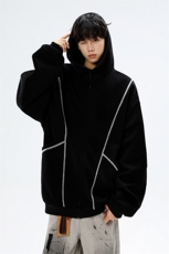 美式重磅立体硬挺卫衣男春秋潮牌设计感连帽开衫廓形外套KS004P68，女装短外套，电商B312