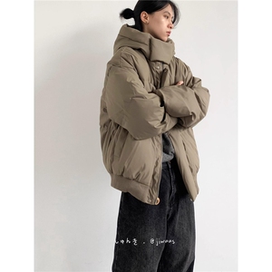 美式高领pu皮面棉服外套冬季宽松加厚保暖面包服-MY6010-网图图片