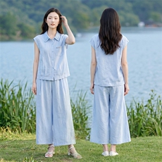 套装女夏季两件套纯色百搭，女装套装/套裙，曼沙奕珂