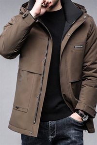 B89472鸭绒男士连帽90绒新款羽绒服中长裤商务精品图片