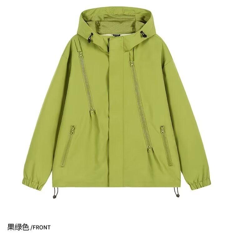 新款户外运动连帽冲锋衣男士夹克衫情侣款冲锋衣拉链机能外套图片