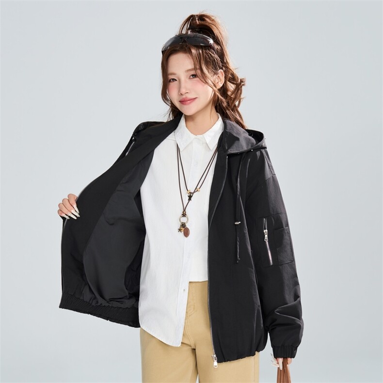 2026春季新款连帽外套女宽松休闲百搭设计感夹克XZ309JK8005P75,男装夹克,星座309（原A406）