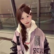 A202-P65美式高街拼接字母刺绣夹克棒球服男女春季新款潮牌，男装夹克，电商B323A