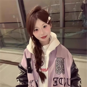 A202-P65 美式高街拼接字母刺绣夹克棒球服男女春季新款潮牌图片