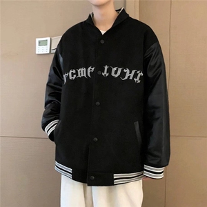 W399-P48 春夏大码字母美式棒球服外套设计感潮宽松拼接夹克图片