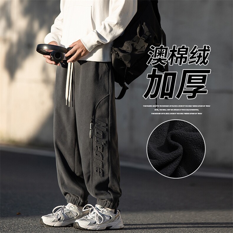 2024冬新款cityboy日系加绒加厚宽松束脚休闲运动裤 K253-P45控78图片