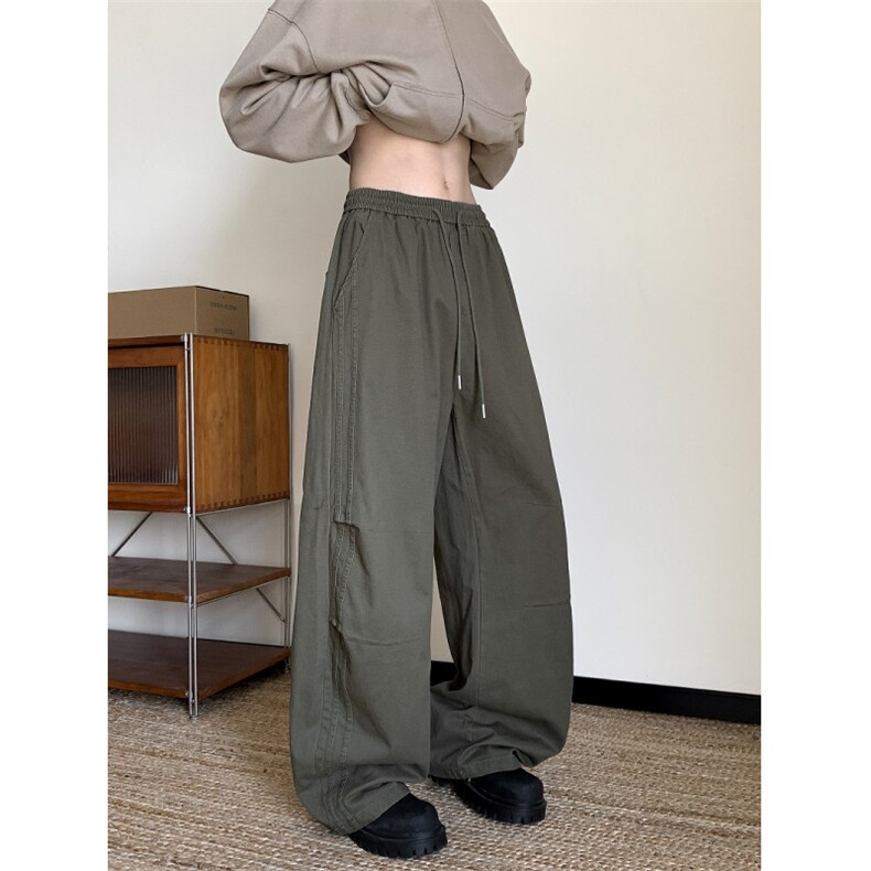 得物品质秋款男休闲裤条纹褶皱直筒长裤K45P40,男装休闲裤,星座1013-1
