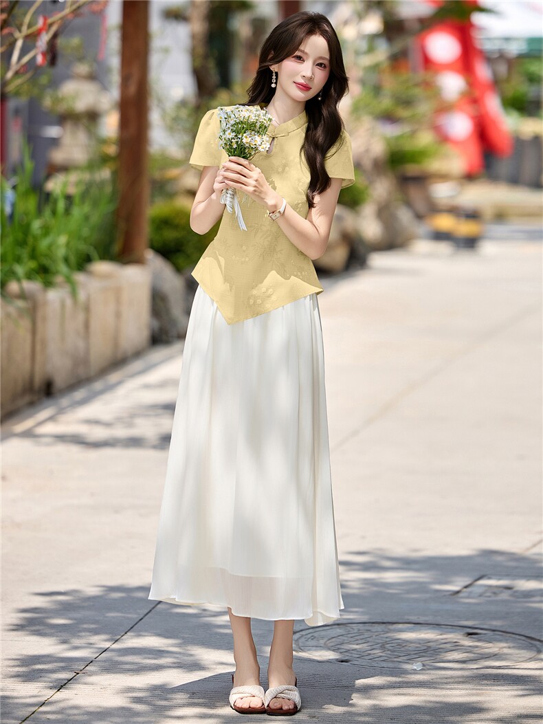 新中式帼风套装女2026夏季新款气质一整套ootd穿搭上衣半裙两件仙,女装套装/套裙,意芙