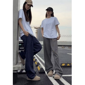 现货A2372-TP38 秋冬款 美式撞色休闲直筒重磅卫裤 弯刀裤图片