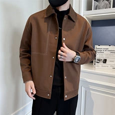 男新款呢子大衣秋冬妮子毛呢拼色宽松夹克外套A236-JK-5037-P135，男装夹克，电商A236