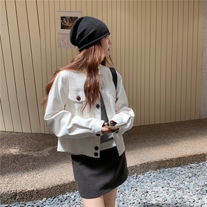 美式短款白色外套女2025年秋季新款宽松休闲时尚百搭显瘦夹克上衣图片