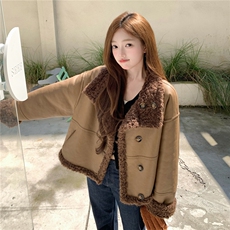 新款保暖外套皮毛一体A2560-P225-K335，女装短外套，2C261
