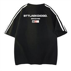抖音得物高品质二开240克宽松纯棉美式潮牌三条杠织带短袖T恤，男装T恤，电商A486-1