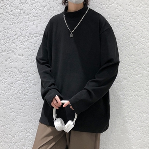 现货半高领德绒长袖T恤高领秋冬打底衫男宽松大码休闲T30-P35控59图片