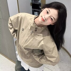W27-P51 美式高街立领冲锋衣女春秋新款宽松百搭休闲工装夹克外套图片