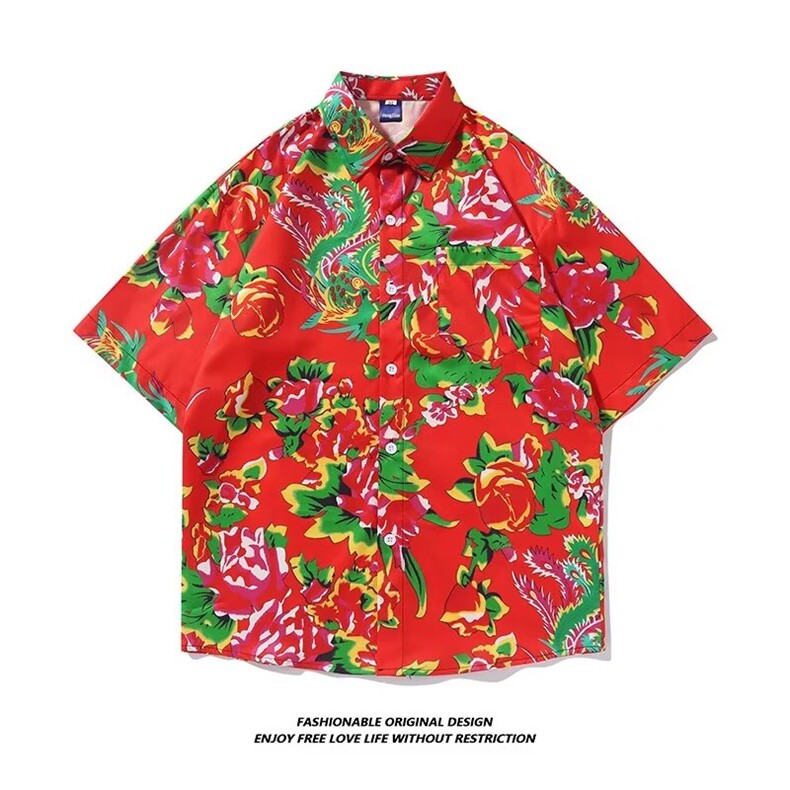 夏男女士休闲短袖衬衫外套东北大花衣服外衣大码团队服夏季休闲,男装衬衫,星座601-2