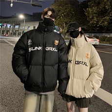 情侣装冬装大领子pu软皮棉服棉衣休闲加厚外套男女G1109P128，男装棉衣，电商A339