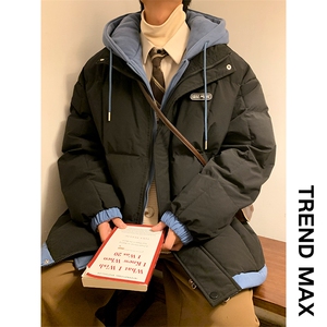 主推十万现货新款韩版假两件港风连帽宽松保暖棉衣外套MY9039-P80图片