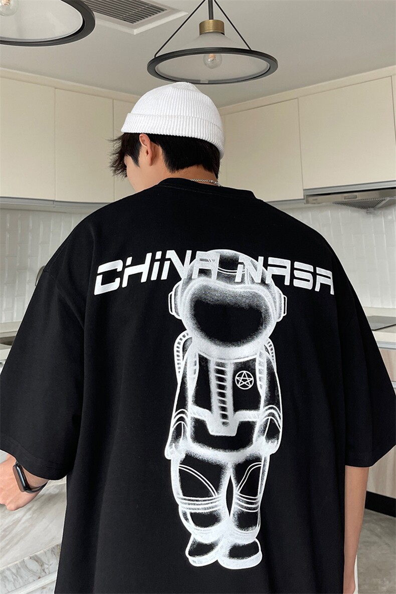 夏季大码china宇航员太空人圆领印花短袖T恤A071-9001-P30,男装T恤,电商A071