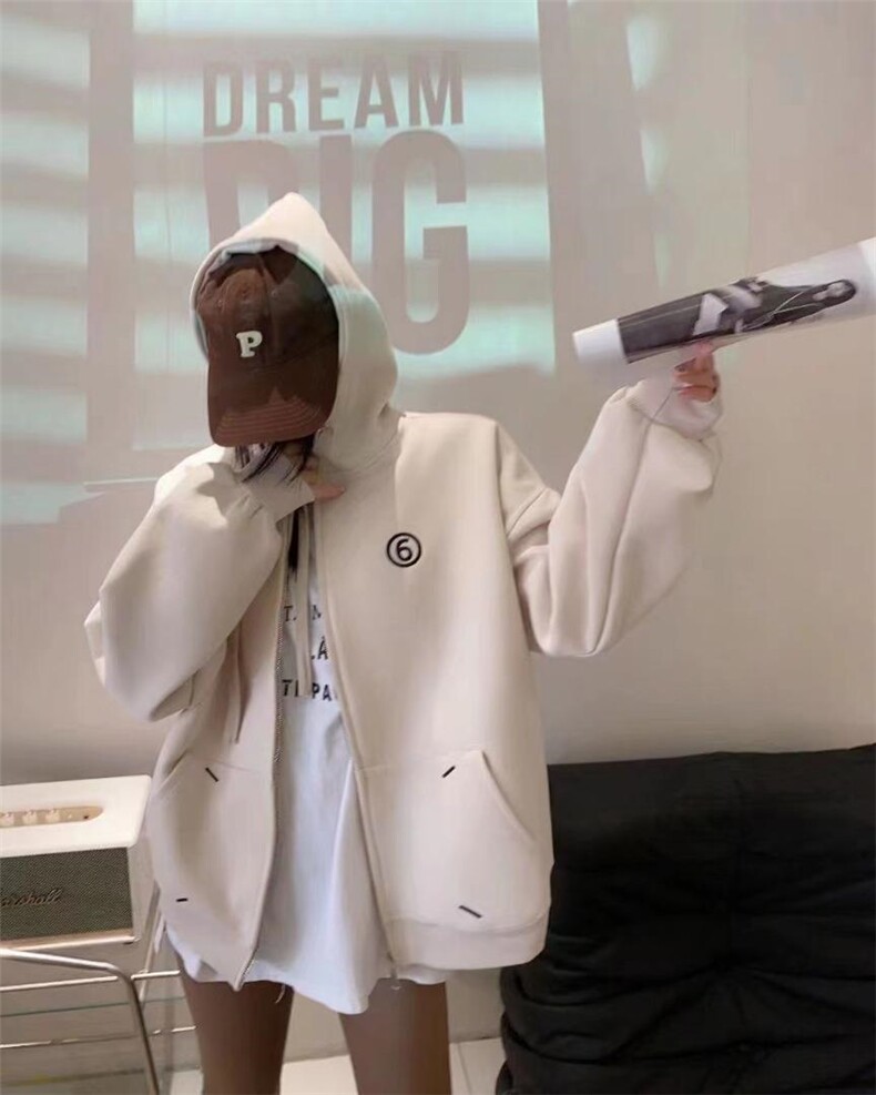 早春新款宽松休闲连帽开衫针织外套，其它，那简