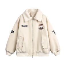 美式羊羔绒加厚外套男毛领棉袄秋冬季防寒服棒球服棉服，男装夹克，星座716-3