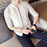 青春流行夏季七分袖薄款休闲青年直筒外穿2021年条纹夹克，男装夹克，星座419（原A233）