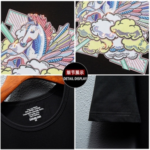 新款高品质套头短袖燙钻潮休闲圆领T恤夏季大码简欧上衣A2517-P63图片