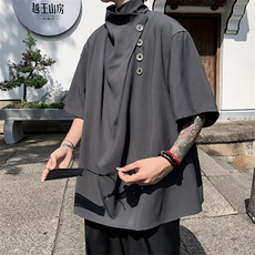 F277-P45夏季港风纯色短袖t恤男潮ins宽松日系简约半袖体恤现货，男装T恤，星座512-6