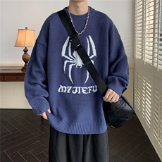 蜘蛛2025秋慵懒风毛衣北极绒外套宽松针织衫MY212-特P60控88，男装针织衫/毛衣，电商A422-1