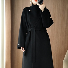 高端羊毛大衣长款秋冬新款羊绒2024双面立领气质毛呢外套呢子大衣，女装双面呢大衣，泰公羊绒