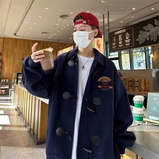 美式复古宽松棒球服外套女春秋款高级感翻领牛角扣夹克900/P58，男装夹克，星座506
