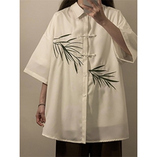 夏季新款新中式风男女同款盘扣短袖衬衣外套XZ102B-1-CS111P40，男装衬衫，星座102B-1