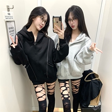 抖音得物高品质秋冬美式高街重磅结构辑明线纹理连帽卫衣外套W111，男装卫衣，电商A486