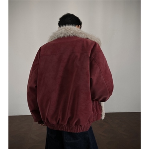 现货皮质座山雕棉服美式翻领毛毛重磅情侣外套A170-M915-TP112图片
