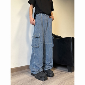 903-AK81-特P65【89】 S-3XL  美式条纹工装牛仔裤！3图片
