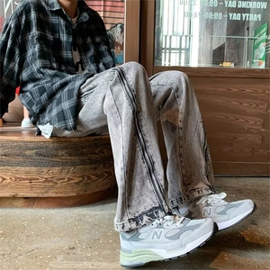 潮牌欧美街头裤子高街潮ins小众设计感拉链牛仔裤男秋冬N5077-p50图片