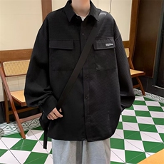 2024春季新款长袖衬衫男士港风宽松休闲百搭衬衣外套W8095-P40，男装衬衫，星座512-4