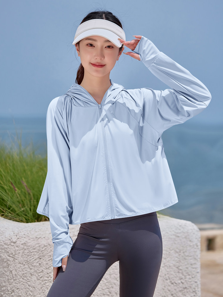 薄款防晒衣女夏2025新款黑胶帽檐原纱冰丝防紫外线透气防晒服披肩,女装防晒衣,韩蔻秀