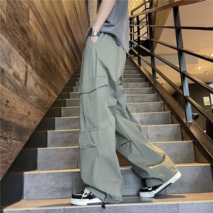 新款美式高街阔腿降落伞兵裤防水工装裤潮流宽松直筒休闲长裤N09图片