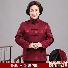 常货风唐装可脱卸羽绒服90白鸭绒中老年羽绒服唐装外套，男装羽绒服，钱塘723
