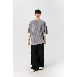 8XL-M 特大码夏季短袖冰丝皱感透气T恤男潮垂感宽松半袖DX305P45图片