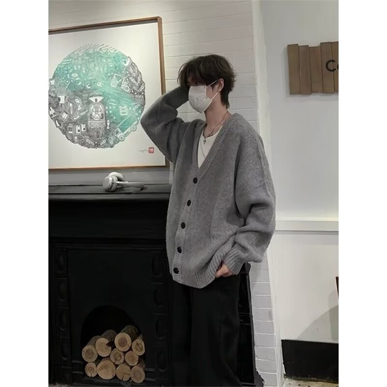 秋冬季针织开衫外套男女慵懒风v领毛衣穿搭休闲上衣MZ835-P49,男装针织衫/毛衣,星座412-3