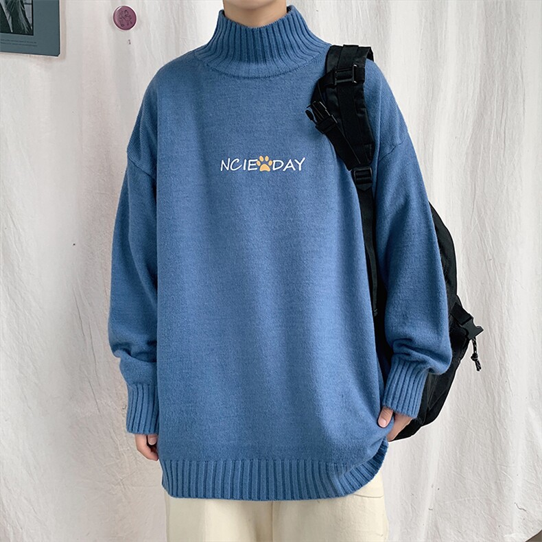 M18090-P45加绒款-P65半高领毛衣男士大码针织衫男毛线衣男线衫,男装针织衫/毛衣,电商A040