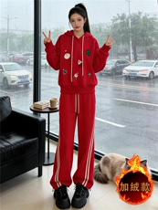 潮流休闲时尚套装女秋冬新款高级感卡通印花长袖卫衣直筒裤两件套，女装套装/套裙，江南