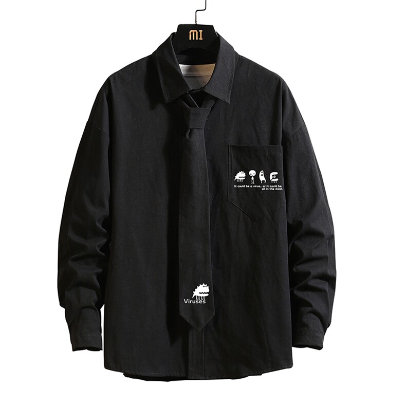 LC42109-P45痞帅领带长袖衬衫男士大码dk制服男jk衬衣男,男装衬衫,电商A040A