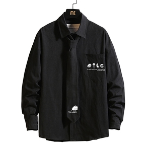 LC42109-P45 痞帅领带长袖衬衫男士大码dk制服男jk衬衣男图片