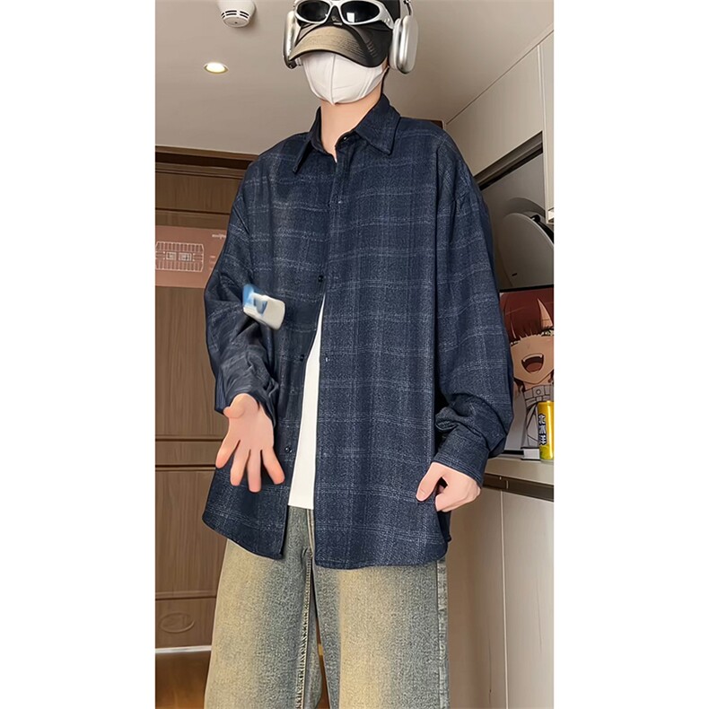 厚款小香风衬衫男生格子衬衣外套KD627-P30图片